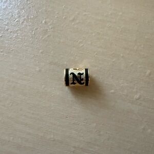 Na Hoku Gold and Black Letter 'N' Barrel Charm